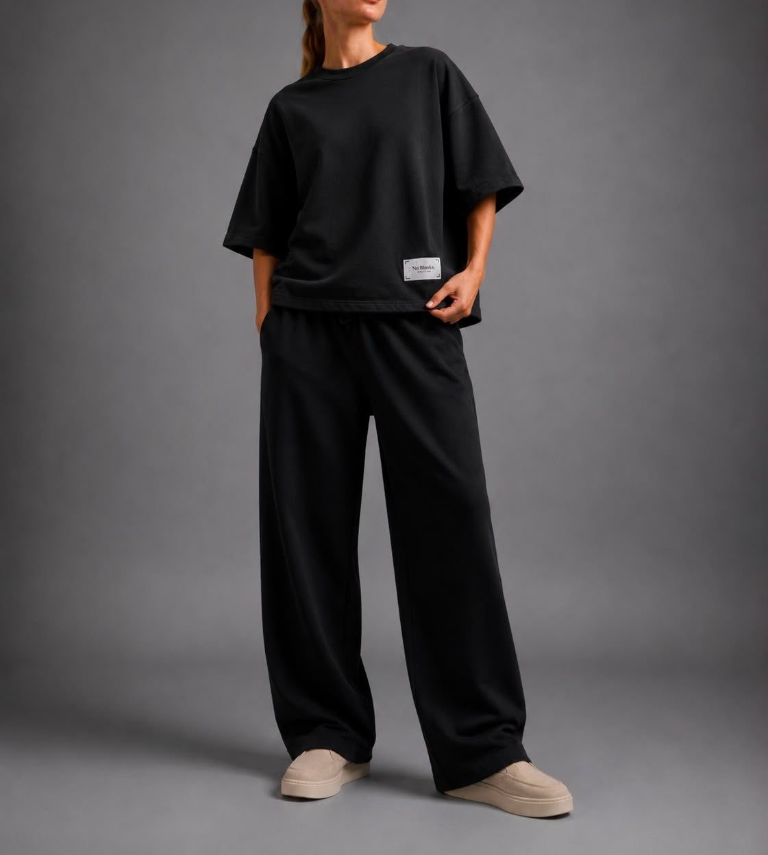 No Blanks Black Oversized T-Shirt - Flat Hanger Shot
