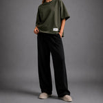 No Blanks Olive Green Oversized T-Shirt - Female Model Full Look