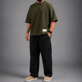 No Blanks Olive Green Oversized T-Shirt - Male Model Full Look