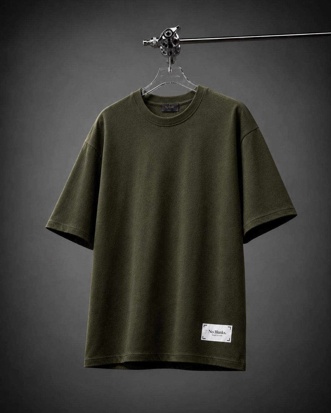 No Blanks Olive Green Oversized T-Shirt - Flat Hanger Shot